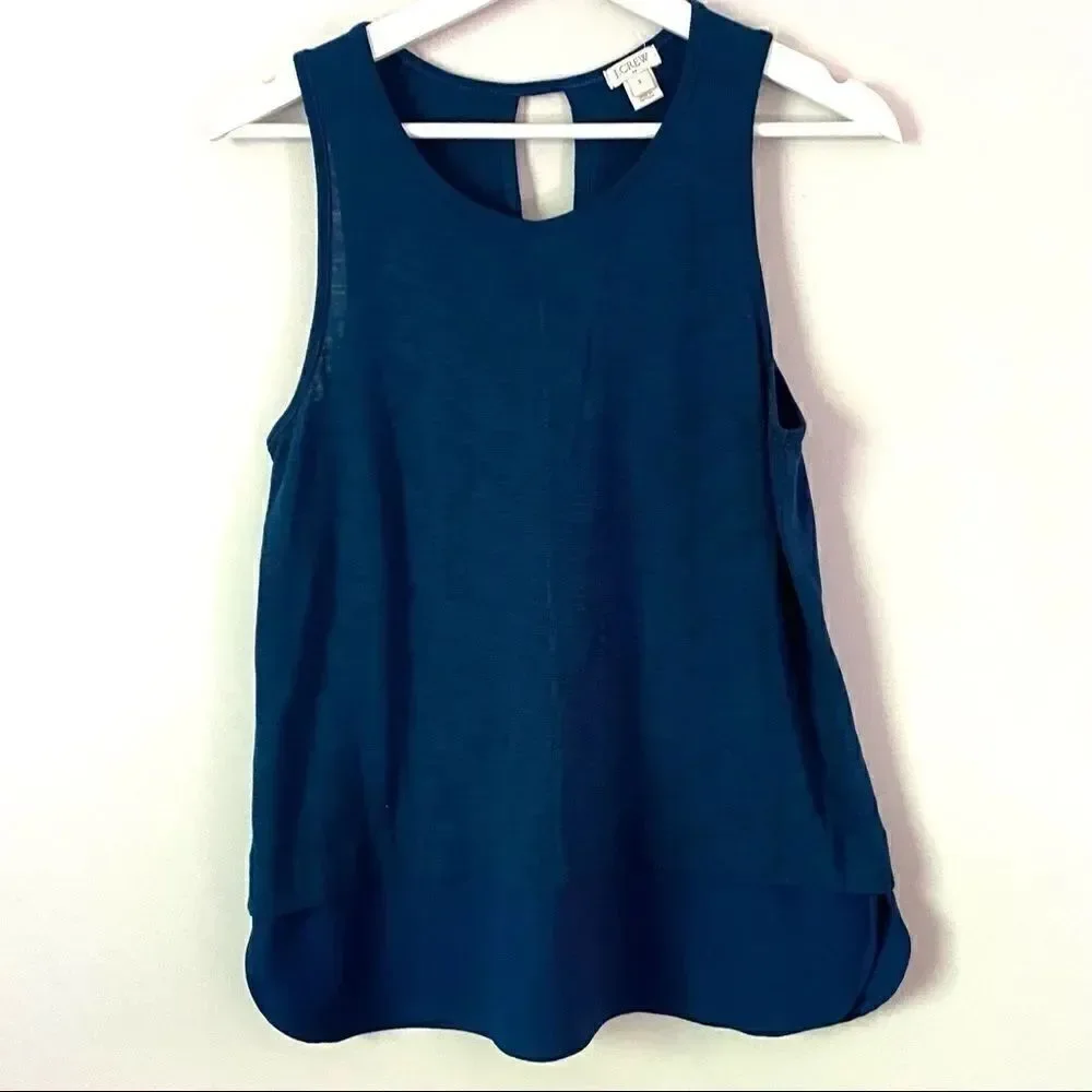 J.Crew blue tank top peek a boo back small